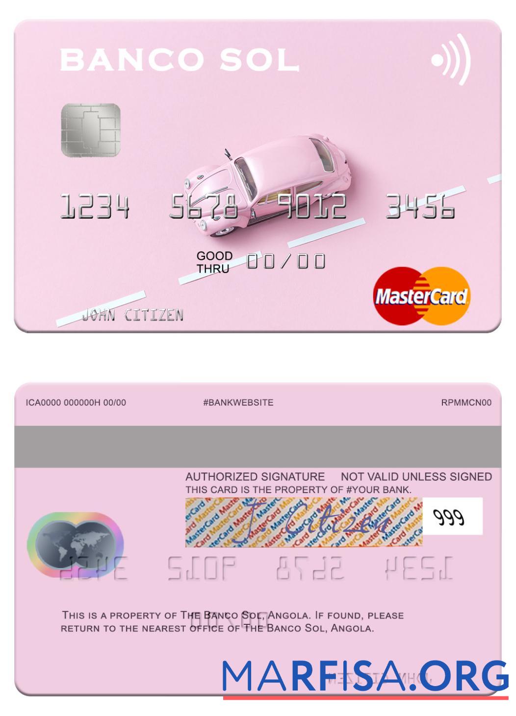 Blank Angola Banco Sol mastercard real example